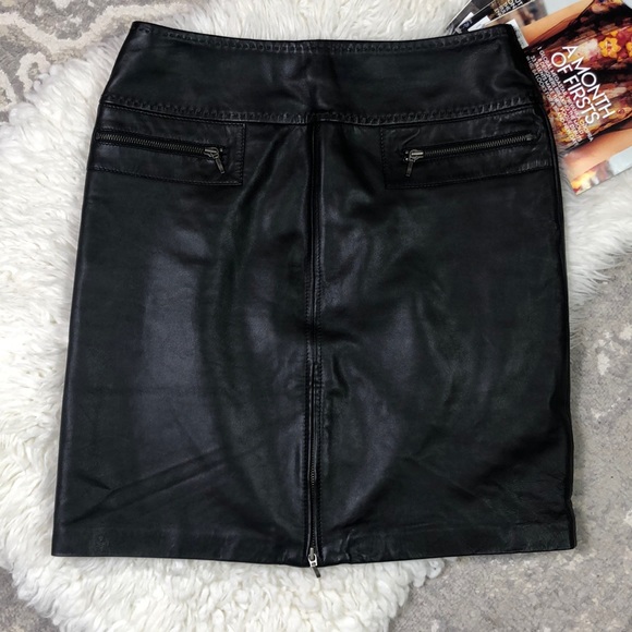 Vintage VS by VAKKO Genuine Lamb Leather Skirt Pencil Zip Front Lined Black - Picture 3 of 9